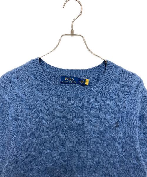 POLO RALPH LAUREN（ポロ・ラルフローレン）POLO RALPH LAUREN (ポロ・ラルフローレン) 半袖ケーブルニット ブルー サイズ:Lの古着・服飾アイテム