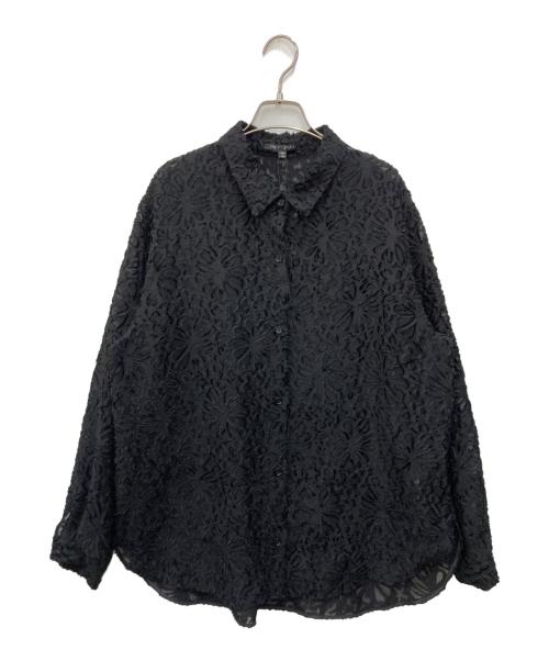 INDIVI（インディヴィ）INDIVI (インディヴィ) ジャカードレースブラウス ブラック サイズ:13 未使用品の古着・服飾アイテム