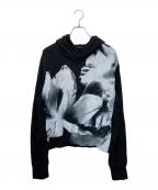 TAAKKターク）の古着「FLOWER PRINT JERSEY HOODIE」｜ブラック