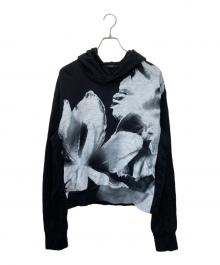 TAAKK（ターク）の古着「FLOWER PRINT JERSEY HOODIE」｜ブラック