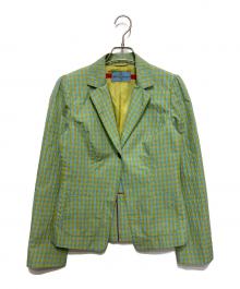ETRO（エトロ）の古着「1Bストライプシアサッカージャケット」｜グリーン