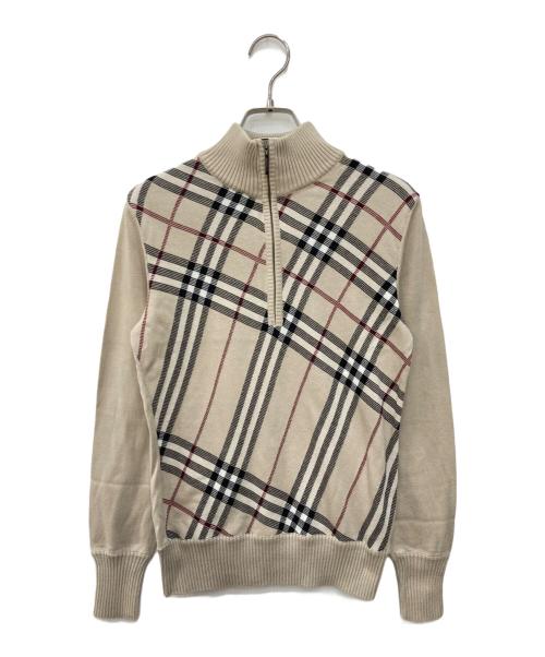BURBERRY LONDON（バーバリーロンドン）BURBERRY LONDON (バーバリーロンドン) ノヴァチェックハーフジップニット ベージュ サイズ:1の古着・服飾アイテム