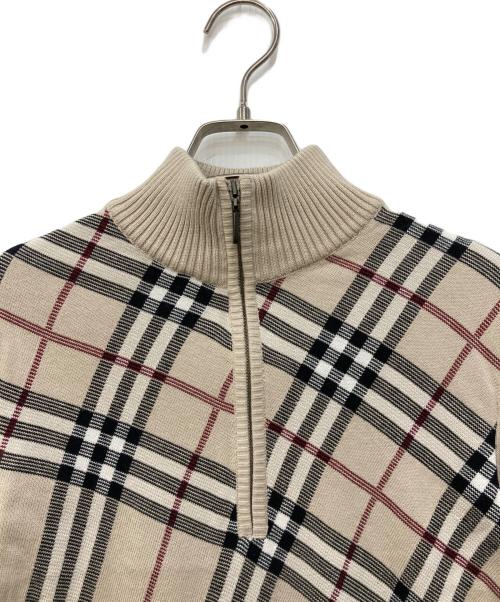 BURBERRY LONDON（バーバリーロンドン）BURBERRY LONDON (バーバリーロンドン) ノヴァチェックハーフジップニット ベージュ サイズ:1の古着・服飾アイテム