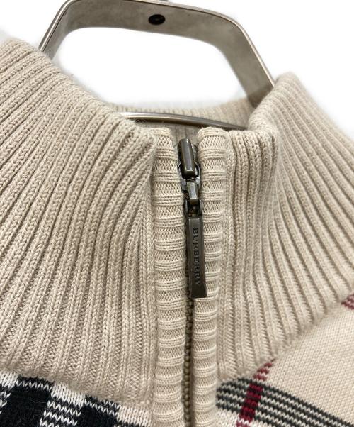 BURBERRY LONDON（バーバリーロンドン）BURBERRY LONDON (バーバリーロンドン) ノヴァチェックハーフジップニット ベージュ サイズ:1の古着・服飾アイテム