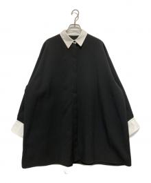 machatt（マチャット）の古着「ダブルクロスバイカラードレスワンピース」｜ブラック