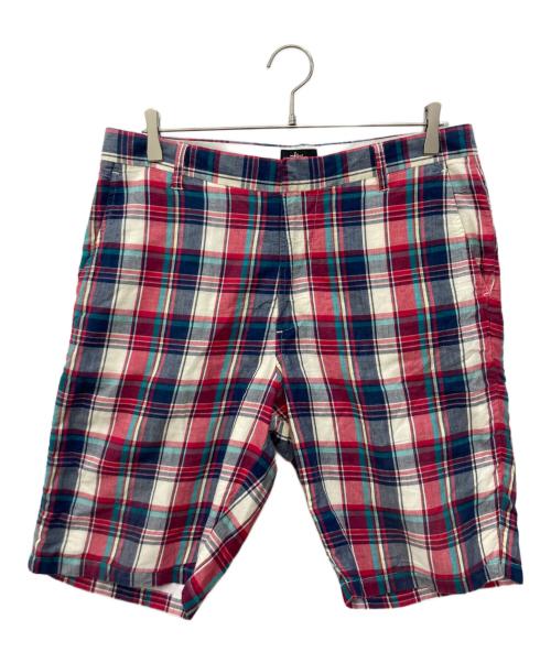 stussy（ステューシー）stussy (ステューシー) リンクロゴマドラスショートパンツ レッド×ネイビー サイズ:32の古着・服飾アイテム