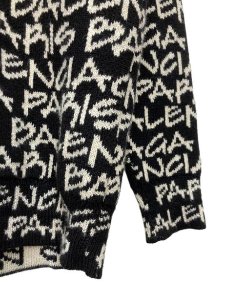 BALENCIAGA（バレンシアガ）BALENCIAGA (バレンシアガ) 総柄ロゴニット ホワイト×ブラック サイズ:XＳの古着・服飾アイテム