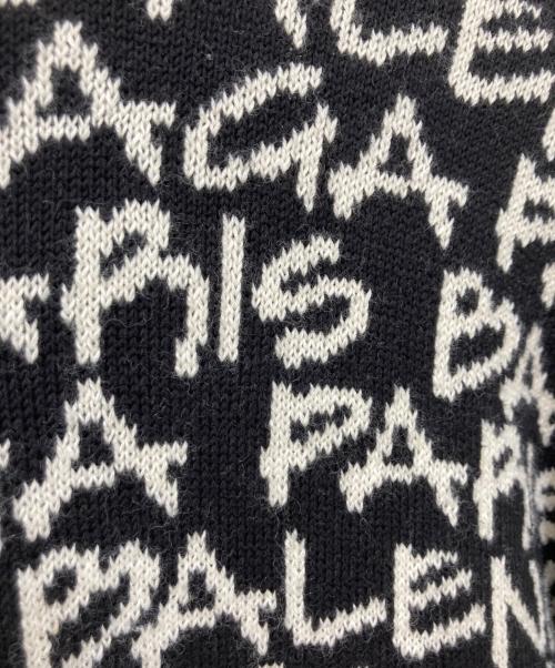 BALENCIAGA（バレンシアガ）BALENCIAGA (バレンシアガ) 総柄ロゴニット ホワイト×ブラック サイズ:XＳの古着・服飾アイテム