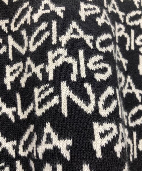 BALENCIAGA（バレンシアガ）BALENCIAGA (バレンシアガ) 総柄ロゴニット ホワイト×ブラック サイズ:XＳの古着・服飾アイテム