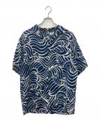 BLUE BLUEブルーブルー）の古着「OPEN COLLAR SS SHIRT」｜ブルー×ホワイト