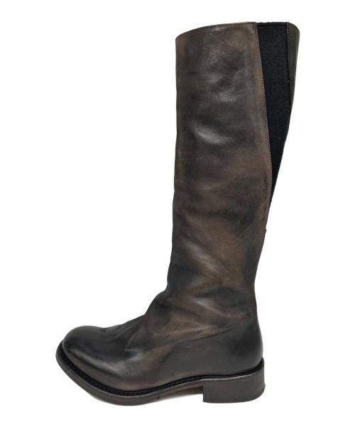 YOHJI YAMAMOTO（ヨウジヤマモト）YOHJI YAMAMOTO (ヨウジヤマモト) CHEREVICHKIOTVICHKI (シェレヴィッキオヴィッキ) ASYMMETRIC TALL BOOT ブラウン サイズ:37の古着・服飾アイテム