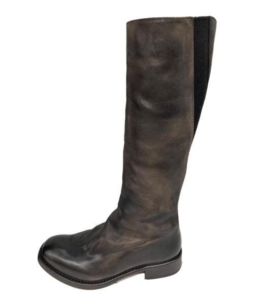 YOHJI YAMAMOTO（ヨウジヤマモト）YOHJI YAMAMOTO (ヨウジヤマモト) CHEREVICHKIOTVICHKI (シェレヴィッキオヴィッキ) ASYMMETRIC TALL BOOT ブラウン サイズ:37の古着・服飾アイテム