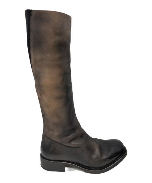 YOHJI YAMAMOTO（ヨウジヤマモト）YOHJI YAMAMOTO (ヨウジヤマモト) CHEREVICHKIOTVICHKI (シェレヴィッキオヴィッキ) ASYMMETRIC TALL BOOT ブラウン サイズ:37の古着・服飾アイテム