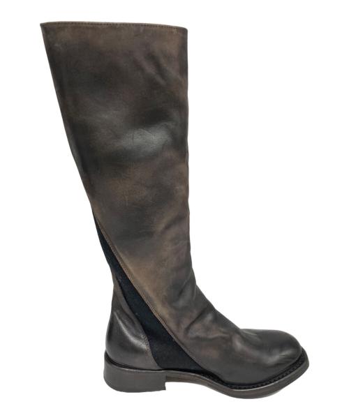 YOHJI YAMAMOTO（ヨウジヤマモト）YOHJI YAMAMOTO (ヨウジヤマモト) CHEREVICHKIOTVICHKI (シェレヴィッキオヴィッキ) ASYMMETRIC TALL BOOT ブラウン サイズ:37の古着・服飾アイテム