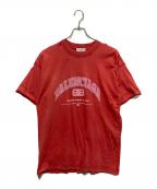 BALENCIAGAバレンシアガ）の古着「Maison Vintage Distressed Logo T-Shirt　メゾン・ヴィンテージ・ディストレスト・ロゴ・Tシャツ」｜ピンク