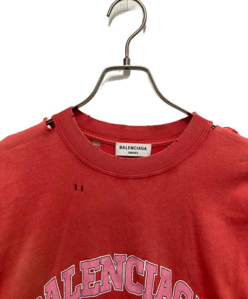 BALENCIAGA（バレンシアガ）BALENCIAGA (バレンシアガ) Maison Vintage Distressed Logo T-Shirt　メゾン・ヴィンテージ・ディストレスト・ロゴ・Tシャツ ピンク サイズ:Ⅿの古着・服飾アイテム