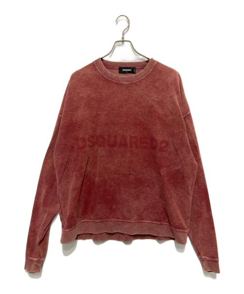 DSQUARED2（ディースクエアード）DSQUARED2 (ディースクエアード) ガーメントダイ スウェットシャツ レッド サイズ:Ｌの古着・服飾アイテム
