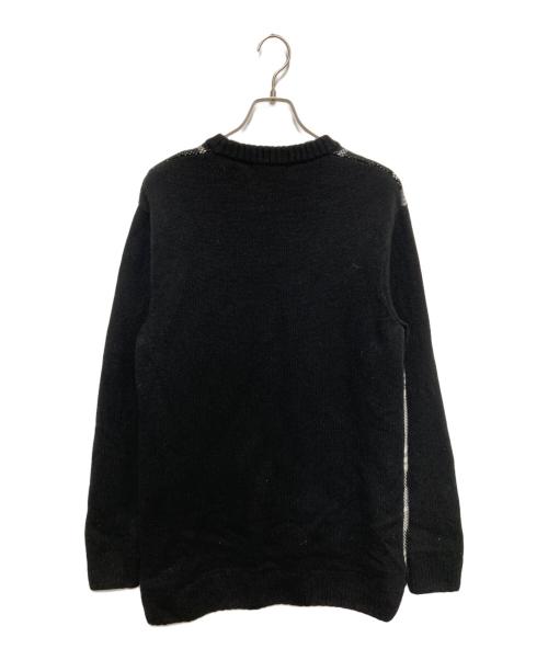 FRED PERRY（フレッドペリー）FRED PERRY (フレッドペリー) Tartan Panel Sweater　タータン パネル セーター ブラック×ホワイト サイズ:Ⅿの古着・服飾アイテム