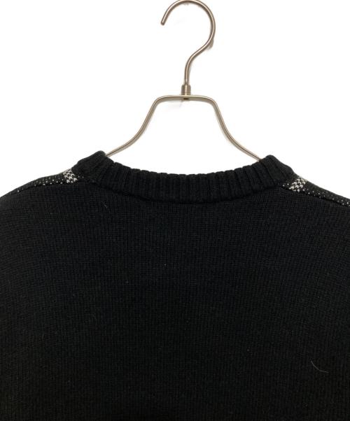FRED PERRY（フレッドペリー）FRED PERRY (フレッドペリー) Tartan Panel Sweater　タータン パネル セーター ブラック×ホワイト サイズ:Ⅿの古着・服飾アイテム