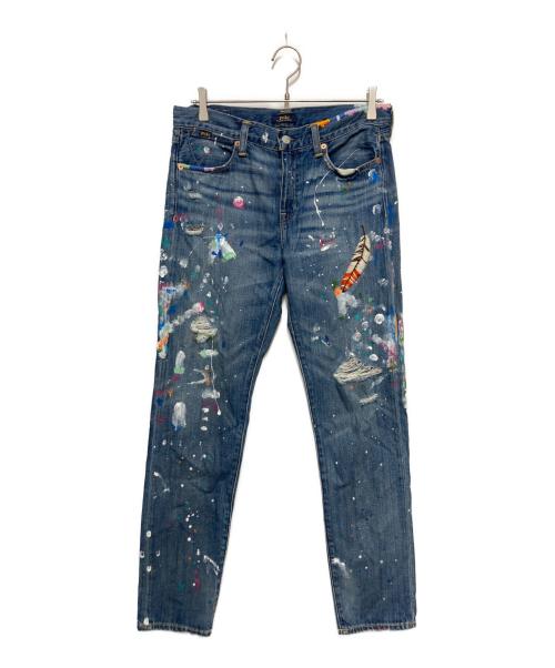 POLO RALPH LAUREN（ポロ・ラルフローレン）POLO RALPH LAUREN (ポロ・ラルフローレン) ペイント加工デニムパンツ インディゴ サイズ:27の古着・服飾アイテム