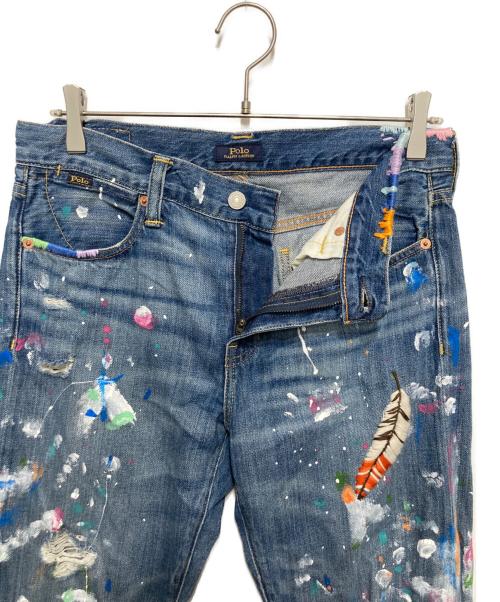 POLO RALPH LAUREN（ポロ・ラルフローレン）POLO RALPH LAUREN (ポロ・ラルフローレン) ペイント加工デニムパンツ インディゴ サイズ:27の古着・服飾アイテム