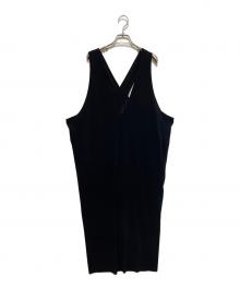 Gabardine K.T（ギャバシンケーティー）の古着「ユーロジャージー Vネック ジャンパースカート」｜ブラック