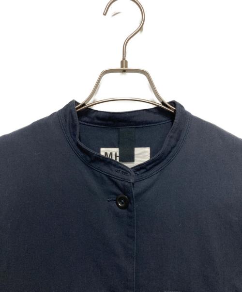 MHL（エムエイチエル）MHL (エムエイチエル) COTTON TWILL バンドカラーシャツロング七分袖ワンピース ネイビー サイズ:1の古着・服飾アイテム