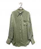 6(ROKU) BEAUTY&YOUTHロク ビューティーアンドユース）の古着「SATIN GEORGETTE SHIRT」｜グリーン