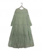 ne quittez pasヌキテパ）の古着「Cotton Voile Tiered Maxi Dress」｜グリーン