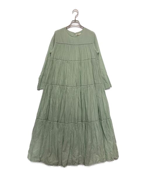 ne quittez pas（ヌキテパ）ne quittez pas (ヌキテパ) Cotton Voile Tiered Maxi Dress グリーン サイズ:表記なしの古着・服飾アイテム