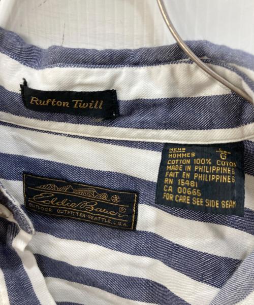 Eddie Bauer（エディーバウアー）Eddie Bauer (エディーバウアー) 90s RUFTON TWILL BD stripe Shirt ホワイト×グレー サイズ:Ｌの古着・服飾アイテム