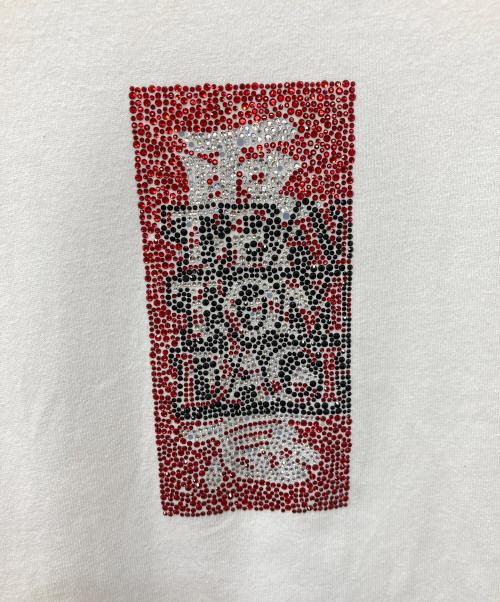 THE BLACK EYE PATCH（ブラックアイパッチ）THE BLACK EYE PATCH (ブラックアイパッチ) thea tomodachi hwc rhinestone tee ホワイト サイズ:XＬの古着・服飾アイテム