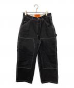 UNIVERSAL OVERALL×BEAMSユニバーサルオーバーオール×ビームス）の古着「別注ダブルニー デニムパンツ」｜ブラック