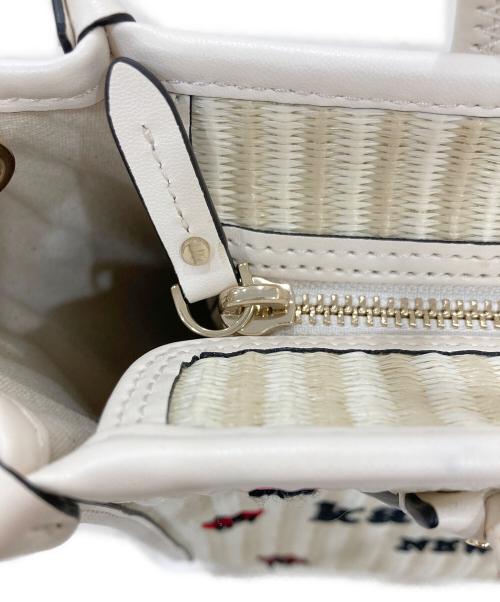 Kate Spade（ケイトスペード）Kate Spade (ケイトスペード) エラ ドッティ エンブロイダード ストロー スモール トート ベージュの古着・服飾アイテム