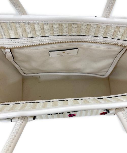 Kate Spade（ケイトスペード）Kate Spade (ケイトスペード) エラ ドッティ エンブロイダード ストロー スモール トート ベージュの古着・服飾アイテム