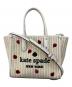 Kate Spade（ケイトスペード）の古着「エラ ドッティ エンブロイダード ストロー スモール トート」｜ベージュ