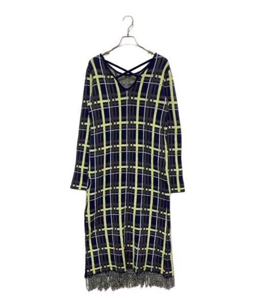 Ameri（アメリ）AMERI (アメリ) 2WAY HANDWRITING CHECK KNITツーウェイ・ハンドライティング・チェック・ニット ネイビー サイズ:S 未使用品の古着・服飾アイテム