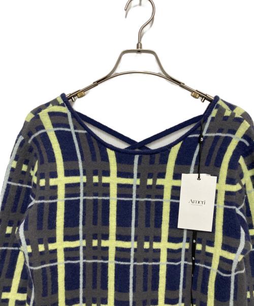 Ameri（アメリ）AMERI (アメリ) 2WAY HANDWRITING CHECK KNITツーウェイ・ハンドライティング・チェック・ニット ネイビー サイズ:S 未使用品の古着・服飾アイテム