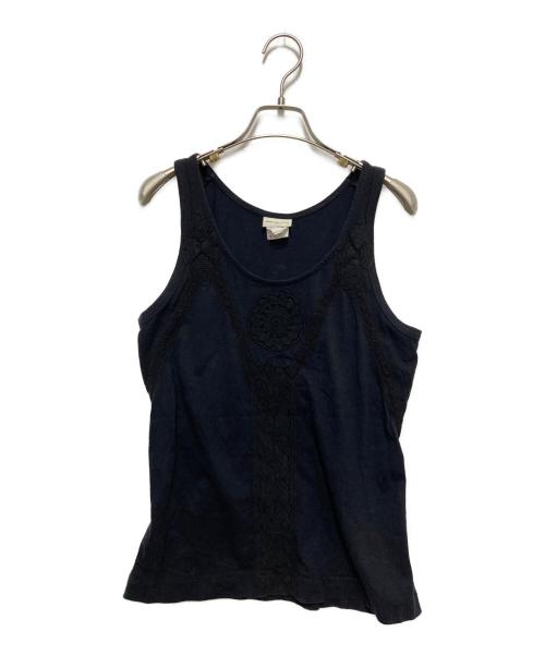 DRIES VAN NOTEN（ドリスヴァンノッテン）DRIES VAN NOTEN (ドリスヴァンノッテン) クロシェレースノースリーブタンクトップ ネイビー サイズ:Sの古着・服飾アイテム