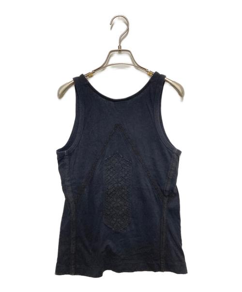 DRIES VAN NOTEN（ドリスヴァンノッテン）DRIES VAN NOTEN (ドリスヴァンノッテン) クロシェレースノースリーブタンクトップ ネイビー サイズ:Sの古着・服飾アイテム