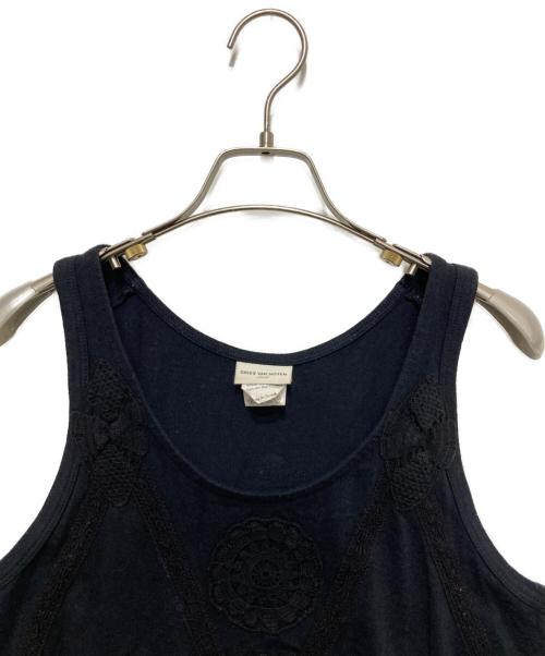 DRIES VAN NOTEN（ドリスヴァンノッテン）DRIES VAN NOTEN (ドリスヴァンノッテン) クロシェレースノースリーブタンクトップ ネイビー サイズ:Sの古着・服飾アイテム
