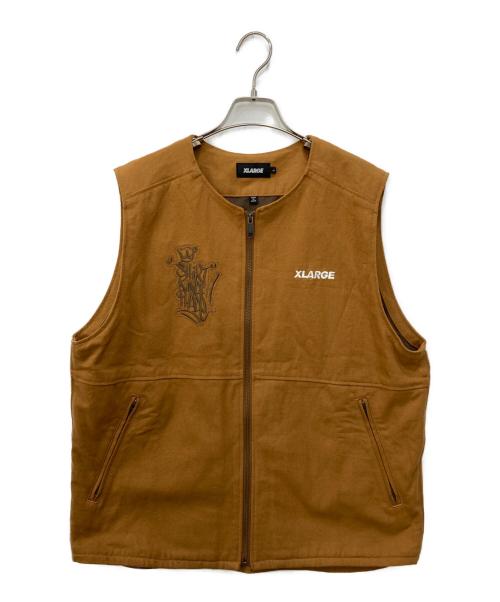 X-LARGE（エクストララージ）X-LARGE (エクストララージ) SHIRT KING WORK VEST ブラウン サイズ:Lの古着・服飾アイテム