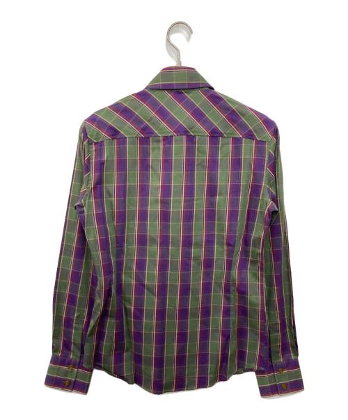 Vivienne Westwood man（ヴィヴィアン ウェストウッド マン）Vivienne Westwood man (ヴィヴィアン ウェストウッド マン) シャツ グリーン×パープル サイズ:44 未使用品の古着・服飾アイテム