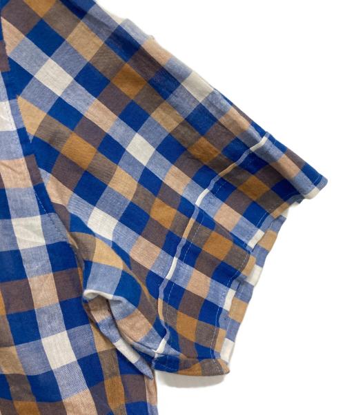 Vivienne Westwood man（ヴィヴィアン ウェストウッド マン）Vivienne Westwood man (ヴィヴィアン ウェストウッド マン) オーブ刺繍変形襟チェックシャツ ブルー サイズ:44の古着・服飾アイテム