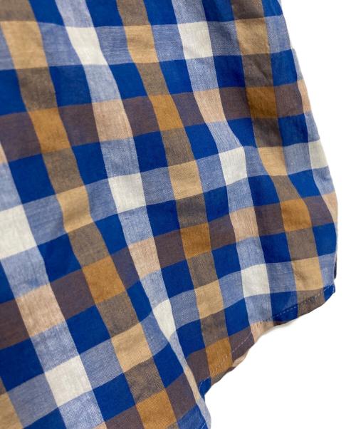Vivienne Westwood man（ヴィヴィアン ウェストウッド マン）Vivienne Westwood man (ヴィヴィアン ウェストウッド マン) オーブ刺繍変形襟チェックシャツ ブルー サイズ:44の古着・服飾アイテム
