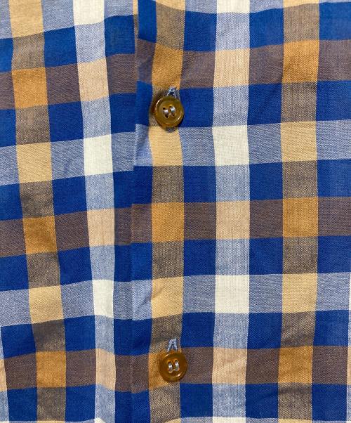 Vivienne Westwood man（ヴィヴィアン ウェストウッド マン）Vivienne Westwood man (ヴィヴィアン ウェストウッド マン) オーブ刺繍変形襟チェックシャツ ブルー サイズ:44の古着・服飾アイテム