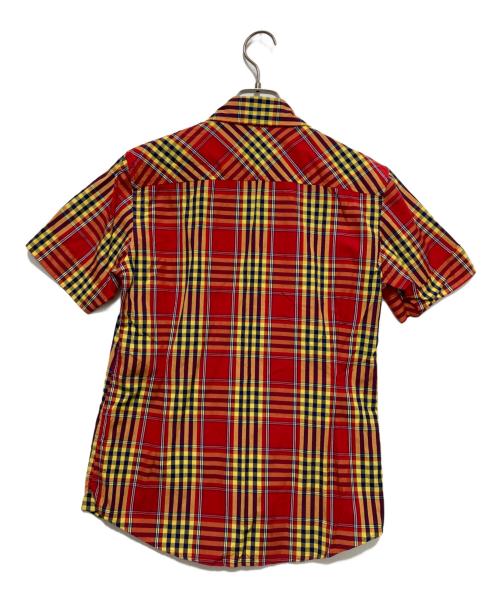 Vivienne Westwood man（ヴィヴィアン ウェストウッド マン）Vivienne Westwood man (ヴィヴィアン ウェストウッド マン) 半袖オーブチェックシャツ レッド サイズ:44の古着・服飾アイテム