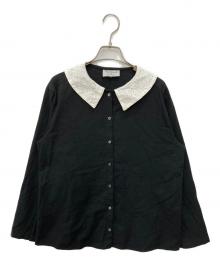 Le minor（ルミノア）の古着「ビエラナチュラルピーチワッシャー衿レースブラウス」｜ブラック
