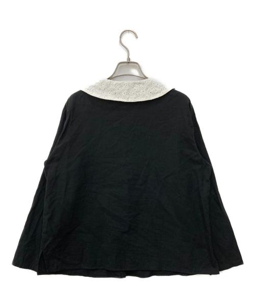 Le minor（ルミノア）Le minor (ルミノア) ビエラナチュラルピーチワッシャー衿レースブラウス ブラック サイズ:38の古着・服飾アイテム