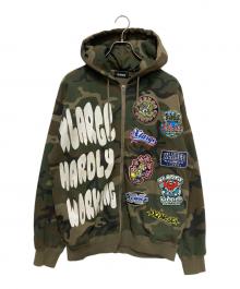 X-LARGE（エクストララージ）の古着「MULTI LOGO ZIP UP HOODED SWEATSHIRT」｜グリーン